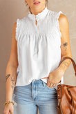 Frilled Tank Top with Buttons