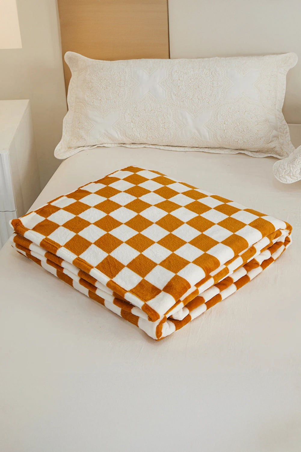 Yellow Checkerboard Printed Soft Throw Blanket 120*200cm