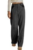 Contrast Patched Pocket Corduroy Wide Leg Pants