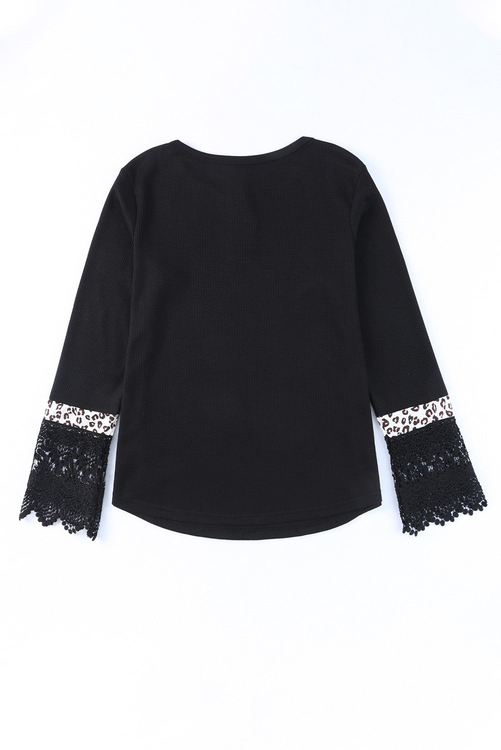 Lace Leopard Splicing Buttoned Knit Top