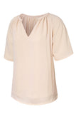 Split Neck Pleated Loose Top