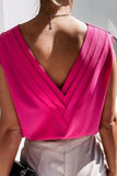 V Neck Pleated Backless Cap Sleeve Top