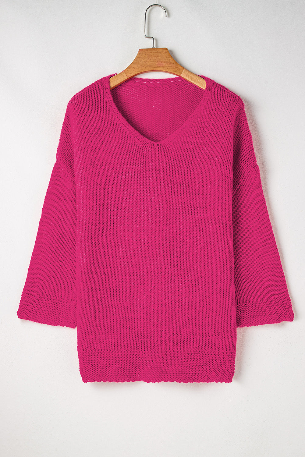 Loose Knitted V Neck Sweater