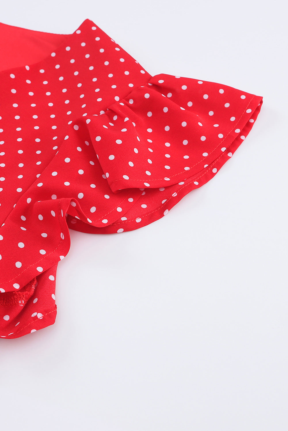 Polka Dot V Neck Ruffle Sleeve Dress