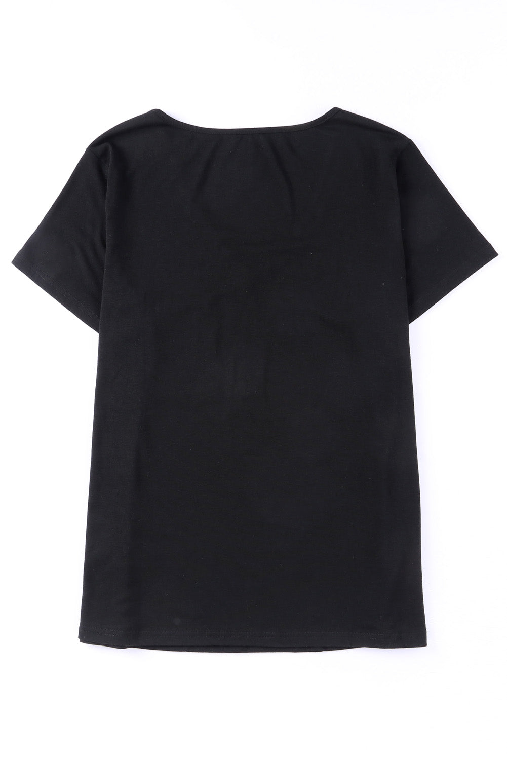 Sequin Trim V Neck Chest Pocket Plus Size Tee