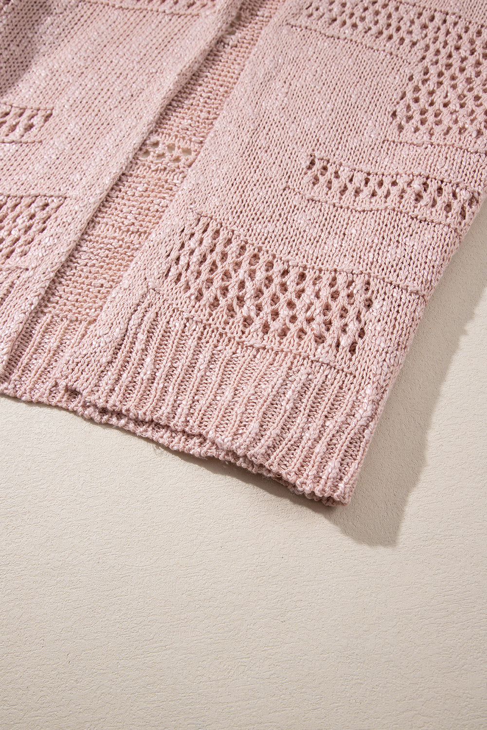 Cardigan décontracté rose à manches dolman en tricot creux