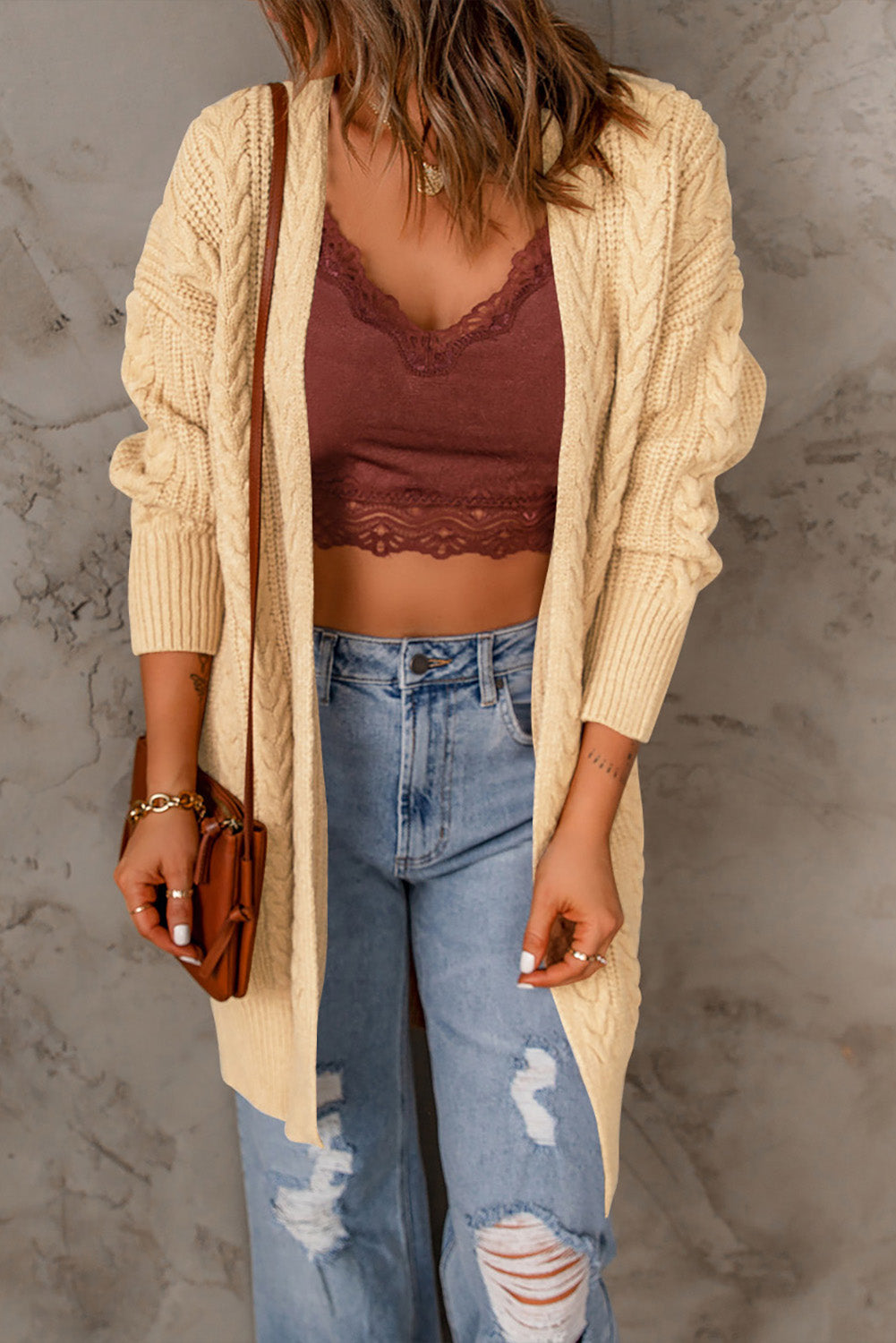 Chunky Knit Open Front Cardigan