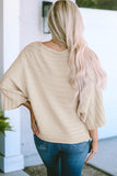 Brown Exposed Seam Ribbed Knit Dolman Top