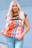 Floral Aztec Geometric Cap Sleeve Top