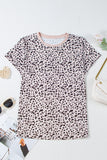 Black Cheetah Print O-neck Short Sleeve T Shirt