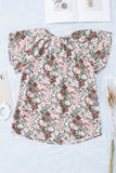 V-neck Short Sleeve Fashion Print Fantasy Fluttering Blouse