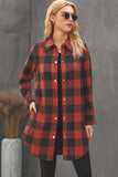 Brown Turn-down Collar Plaid Shirt Coat