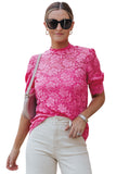 High Neck Lace Short Sleeve Top