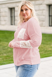 Lace Patchwork Waffle Knit Plus Size Blouse