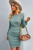 Long Sleeve Textured Knit Bodycon Dress