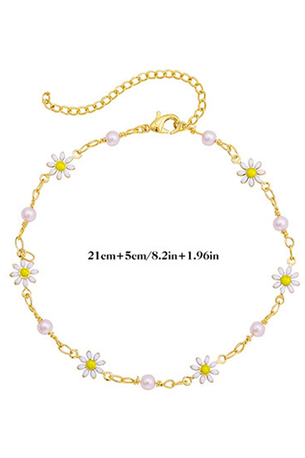 Gold Daisy & Pearl Chain Anklet