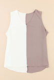 Plus Size Colorblock V Neck Tank Top