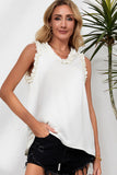 Frilled Trim V Neck Tank Top