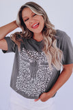 Leopard Bull Skull Graphic Tee