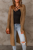 Open Front Drop Shoulder Knitted Cardigan