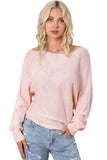 Pull à manches dolman et nœud papillon en ruban rose