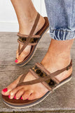 Raw Hem Clip Toe Sandals