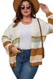 Plus Size Striped Print Open Front Cardigan