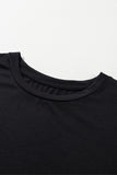 Black Solid Color Crew Neck Tee