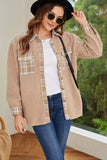 Plaid Patchwork Buttoned Sherpa Shirt Jacket