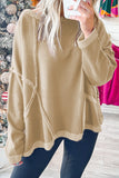 Exposed Seam Drop Shoulder Raw Hem Oversized Sweatshirt