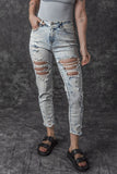 Sky Blue Vintage Washed Heavy Destroyed Skinny Jeans