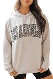 LOS ANGELES Leopard Letter Graphic Hooded Sweatshirt