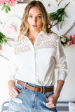 Lace Crochet Splicing Button Up Shirt