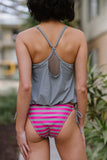 Light Tankini with Stripes Patchwork