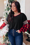 Christmas Tree Plaid Leopard Sequin Plus Size Top