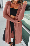 Mineral Red Ribbed Button-Up Split Duster Cardigan