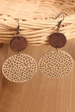 Hollow Out Wooden Round Drop Earrings