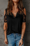 Lace Splicing Cold Shoulder T Shirt