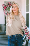 Brown Plaid Raglan Sleeve Sweatshirt