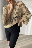 Solid Color Hollow Out Knitted Sweater