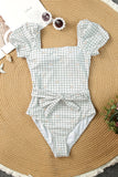 Waist Knot Square Neck One Piece Swimsuit