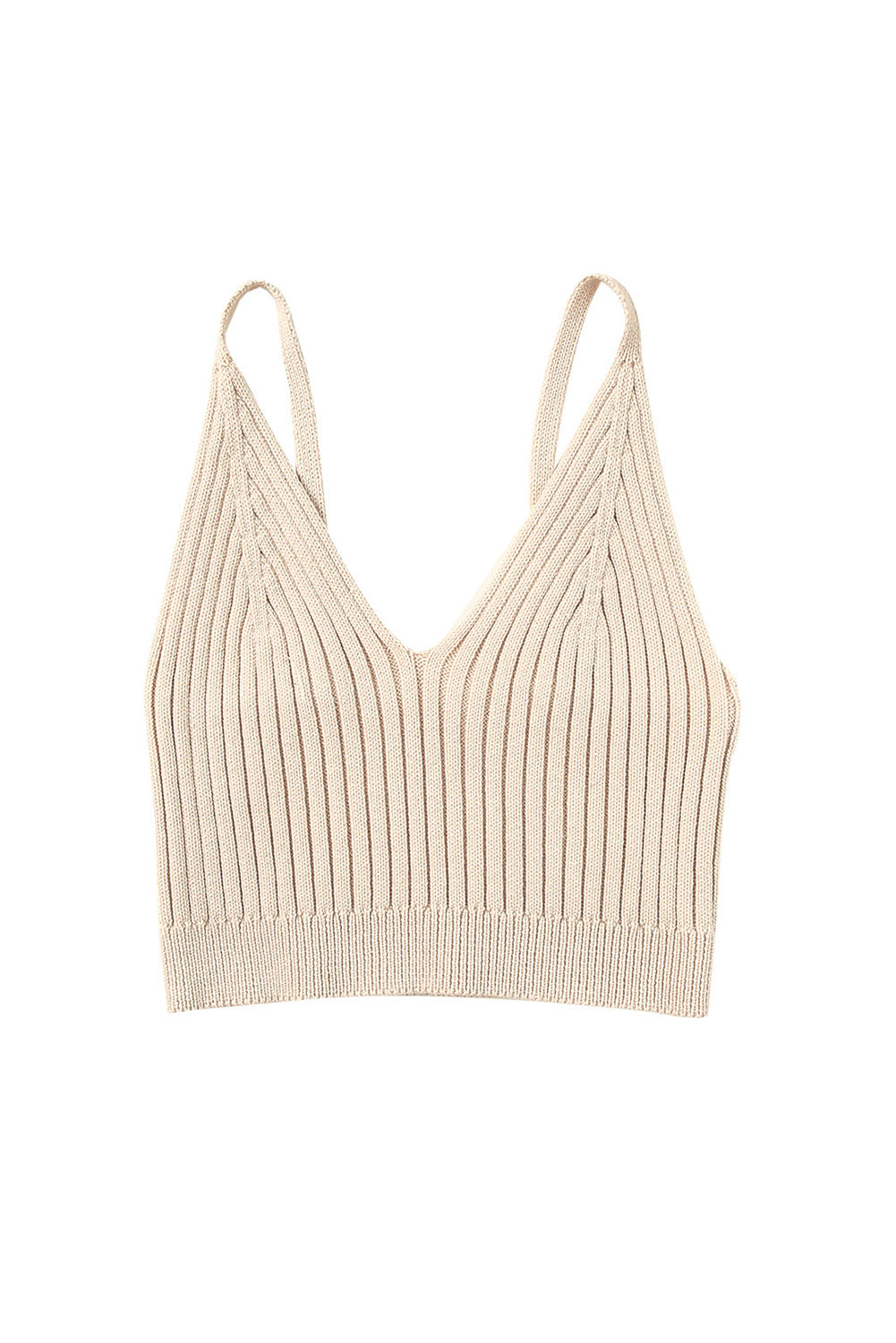 Ribbed Spaghetti Strap Cropped Knitted Tank Top