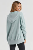 Sweat à capuche Henley avec poche et manches chauve-souris turquoise