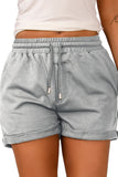 Tie Waist Side Pockets Cuffed Lounge Shorts