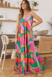 Robe longue sans manches à imprimé géométrique bohème multicolore