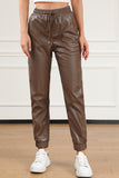 Leather Tie Waist Jogger Pants