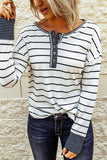 Striped Color Block Buttoned Waffle Knit Shirt