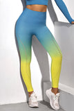 Leggings de sport multicolores ombrés à large ceinture et trou laser