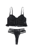 Lace Peplum Bustier and Strappy Pantie Set