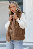 Snap Button Pocketed Sherpa Vest Jacket